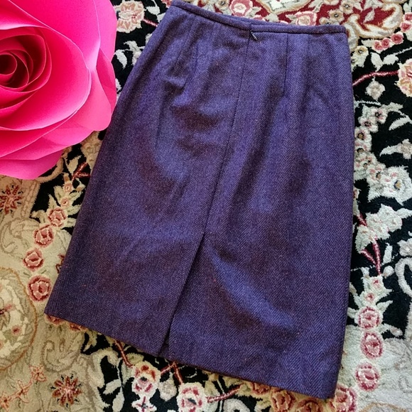 Talbots Purple Herringbone Wool Skirt - Picture 3 of 5